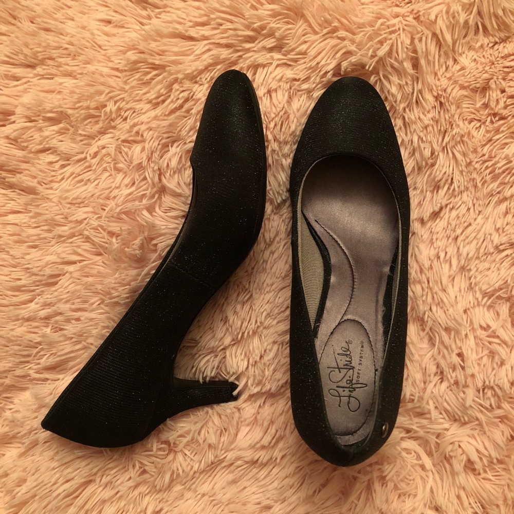Like New Glitter Sparkle Black Pumps Heels Shoes